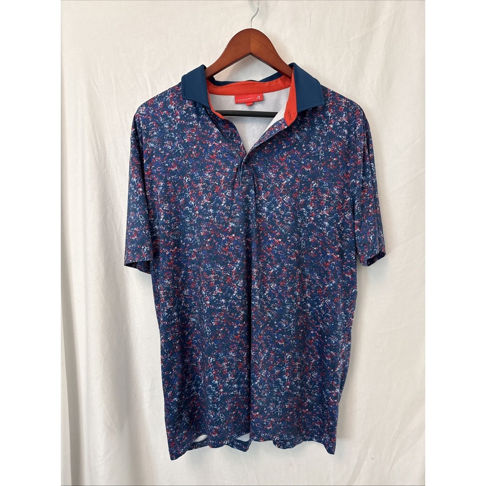 Redvanly Mens Golf Polo Size L Lightweight Stretch Abstract Print Country Club